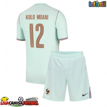 Camisa de Futebol França Randal Kolo Muani #12 Equipamento Secundário Infantil Mundo 2026 Manga Curta (+ Calças curtas)